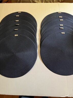 Deborah Rhodes-- Set of (12) Braided Round Navy Blue Place Mats NWT